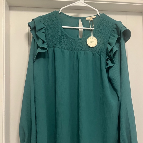 Teal Ruffle Blouse - Picture 2 of 2